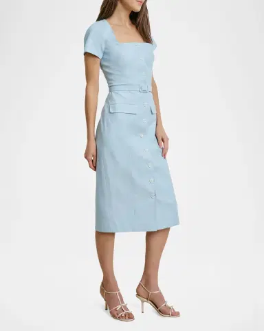 Favorite Daughter The Mademoiselle Belted Midi Dress | Thumbnail 4 Favorite Daughter The Mademoiselle Belted Midi Dress | Thumbnail 4