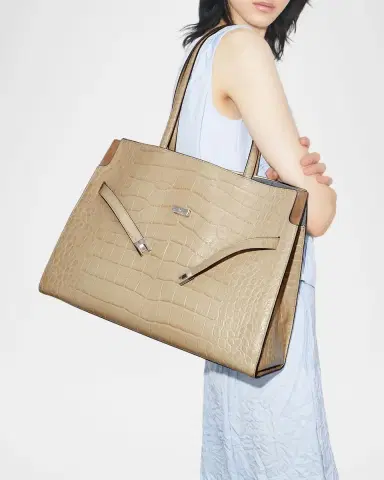 Tory Burch Lee Radziwill Croc-Embossed Leather Tote Bag | Thumbnail 2 Tory Burch Lee Radziwill Croc-Embossed Leather Tote Bag | Thumbnail 2
