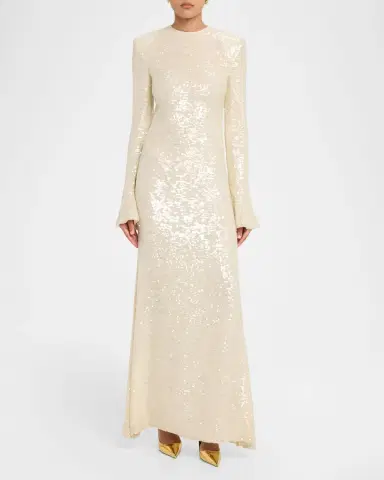 Lapointe Sequined Flare-Sleeve Maxi Dress | Thumbnail 2