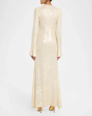 Lapointe Sequined Flare-Sleeve Maxi Dress | Thumbnail 3