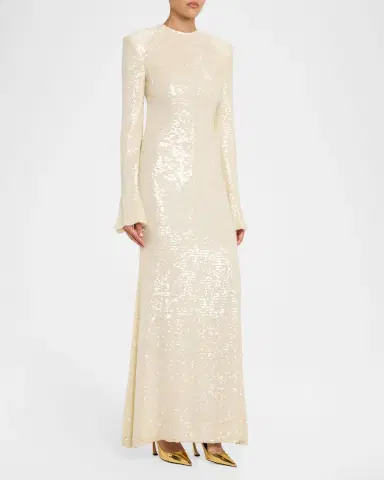 Lapointe Sequined Flare-Sleeve Maxi Dress | Thumbnail 4