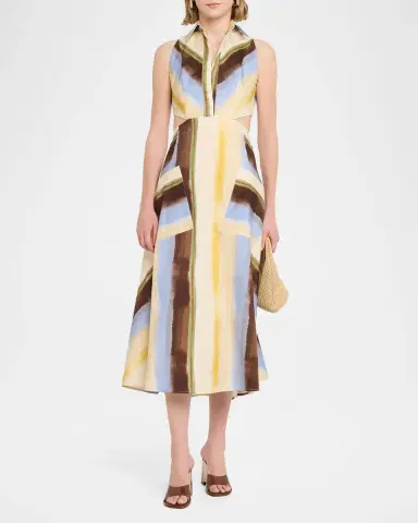 JBQ Fiona Watercolor Stripe Cutout Midi Dress | Thumbnail 2 JBQ Fiona Watercolor Stripe Cutout Midi Dress | Thumbnail 2