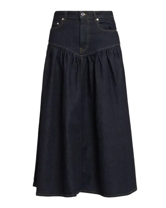 Ganni Stretch Denim Midi Skirt