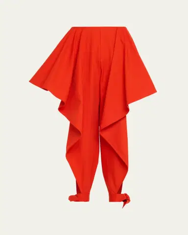 Alaïa Cotton Gabardine Ruffle Paneled Ankle-Tie Pants | Thumbnail 5