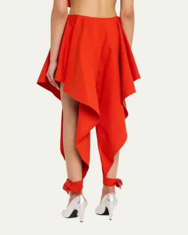 Alaïa Cotton Gabardine Ruffle Paneled Ankle-Tie Pants | Thumbnail 7
