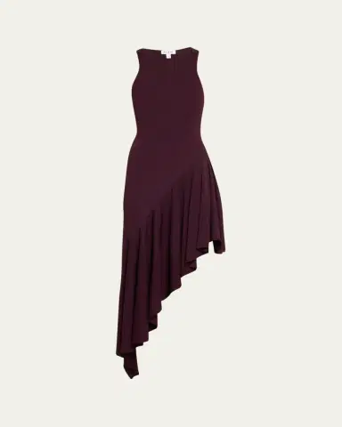 Alaïa Asymmetric Ruffle Jersey Sleeveless Midi Dress | Thumbnail 2 Alaïa Asymmetric Ruffle Jersey Sleeveless Midi Dress | Thumbnail 2