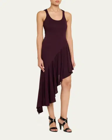 Alaïa Asymmetric Ruffle Jersey Sleeveless Midi Dress | Thumbnail 5 Alaïa Asymmetric Ruffle Jersey Sleeveless Midi Dress | Thumbnail 5