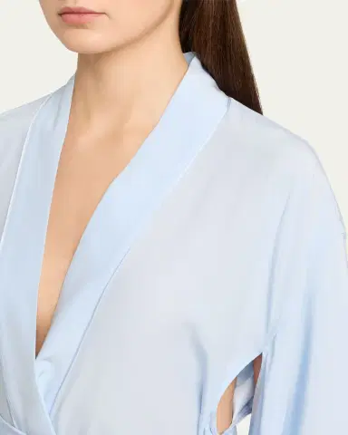 Kiki de Montparnasse Cutout-Sleeve Silk Charmeuse Kimono Robe | Thumbnail 4