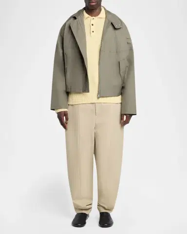 Bottega Veneta Men's Intrecciato-Collar Cotton Field Jacket | Thumbnail 2 Bottega Veneta Men's Intrecciato-Collar Cotton Field Jacket | Thumbnail 2