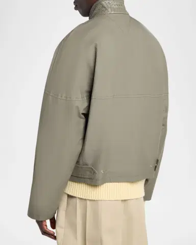 Bottega Veneta Men's Intrecciato-Collar Cotton Field Jacket | Thumbnail 3 Bottega Veneta Men's Intrecciato-Collar Cotton Field Jacket | Thumbnail 3