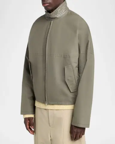 Bottega Veneta Men's Intrecciato-Collar Cotton Field Jacket | Thumbnail 4 Bottega Veneta Men's Intrecciato-Collar Cotton Field Jacket | Thumbnail 4
