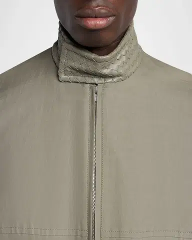 Bottega Veneta Men's Intrecciato-Collar Cotton Field Jacket | Thumbnail 5 Bottega Veneta Men's Intrecciato-Collar Cotton Field Jacket | Thumbnail 5