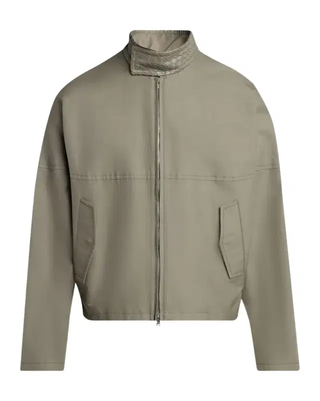 Bottega Veneta Men 's Intrecciato-Collar Cotton Field Jacket
