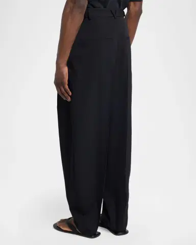 Bottega Veneta Men's Asymmetric High-Rise Pleated Wool Trousers | Thumbnail 3 Bottega Veneta Men's Asymmetric High-Rise Pleated Wool Trousers | Thumbnail 3