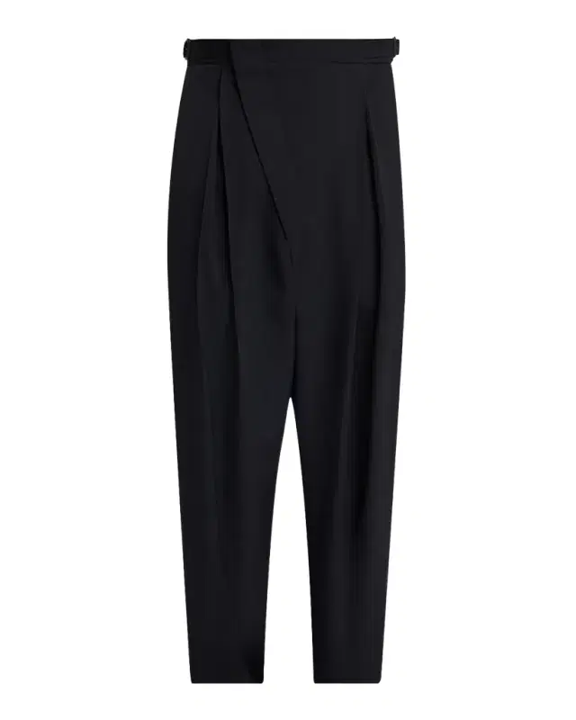 Bottega Veneta Men 's Asymmetric High-Rise Pleated Wool Trousers