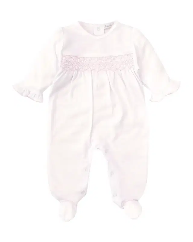 Girl 's Hand-Smocked Footie, Size Newborn-6M