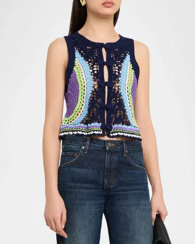 Ramy Brook Adriana Crocheted Sleeveless Sweater | Thumbnail 4 Ramy Brook Adriana Crocheted Sleeveless Sweater | Thumbnail 4