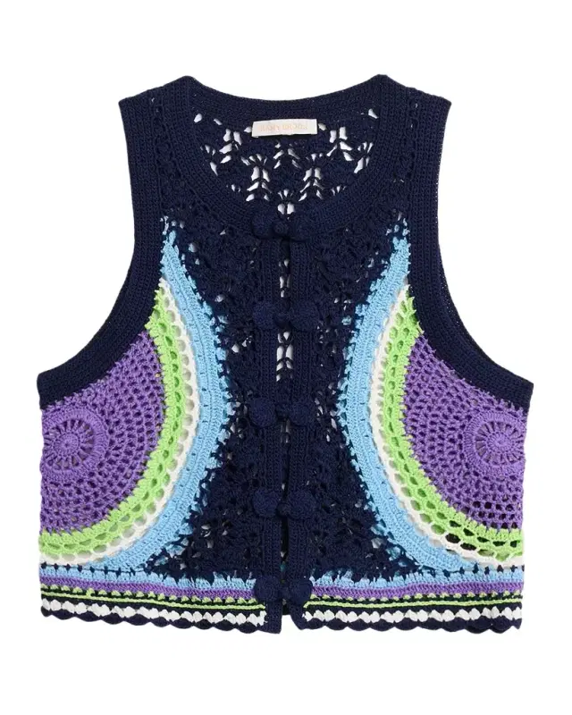 Adriana Crocheted Sleeveless Sweater