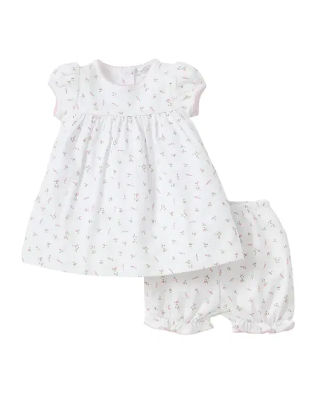 Girl 's Garden Roses Dress & Bloomers Set, Size Newborn-18M