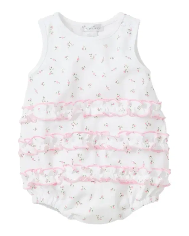 Kissy Kissy Girl 's Garden Roses Ruffle Romper, Size Newborn-18M