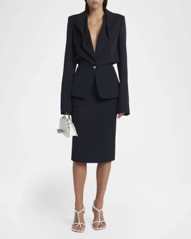 Alexander McQueen Front-Pocket Grain De Poudre Pencil Skirt | Thumbnail 2 Alexander McQueen Front-Pocket Grain De Poudre Pencil Skirt | Thumbnail 2
