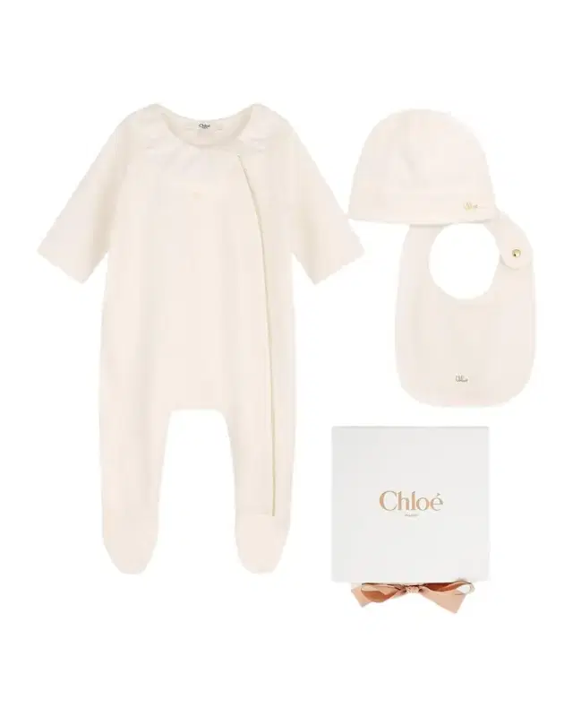 Girl's Cotton Pyjamas, Bib, & Hat Set, 1M-9M