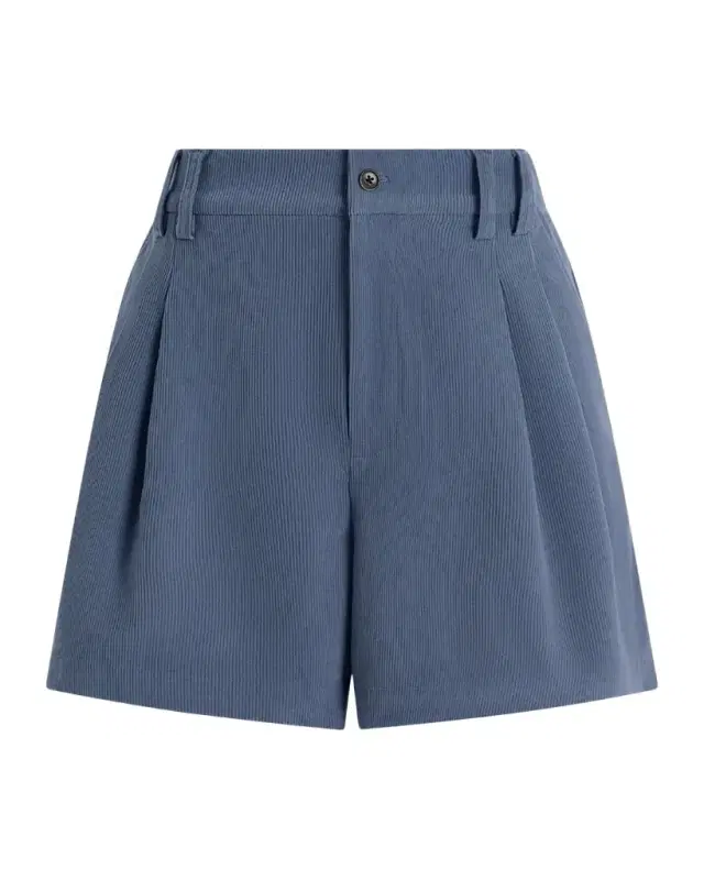 Jorden Pleated Corduroy High-Rise Shorts