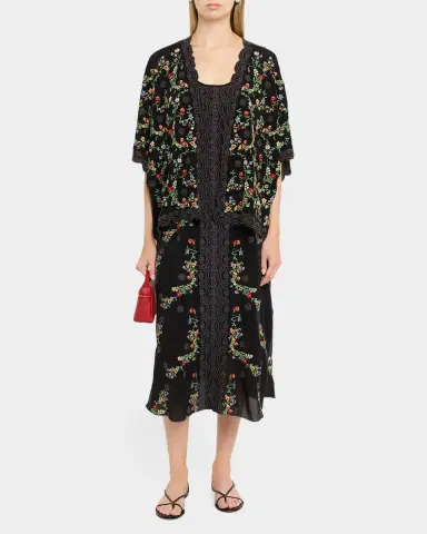 Johnny Was Roseum Floral-Embroidered Short Kimono | Thumbnail 2 Johnny Was Roseum Floral-Embroidered Short Kimono | Thumbnail 2