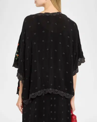 Johnny Was Roseum Floral-Embroidered Short Kimono | Thumbnail 3 Johnny Was Roseum Floral-Embroidered Short Kimono | Thumbnail 3