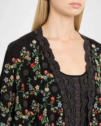Johnny Was Roseum Floral-Embroidered Short Kimono | Thumbnail 5 Johnny Was Roseum Floral-Embroidered Short Kimono | Thumbnail 5