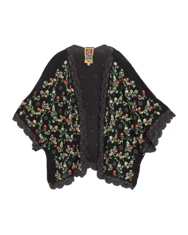 Johnny Was Roseum Floral-Embroidered Short Kimono | Thumbnail 1 Johnny Was Roseum Floral-Embroidered Short Kimono | Thumbnail 1