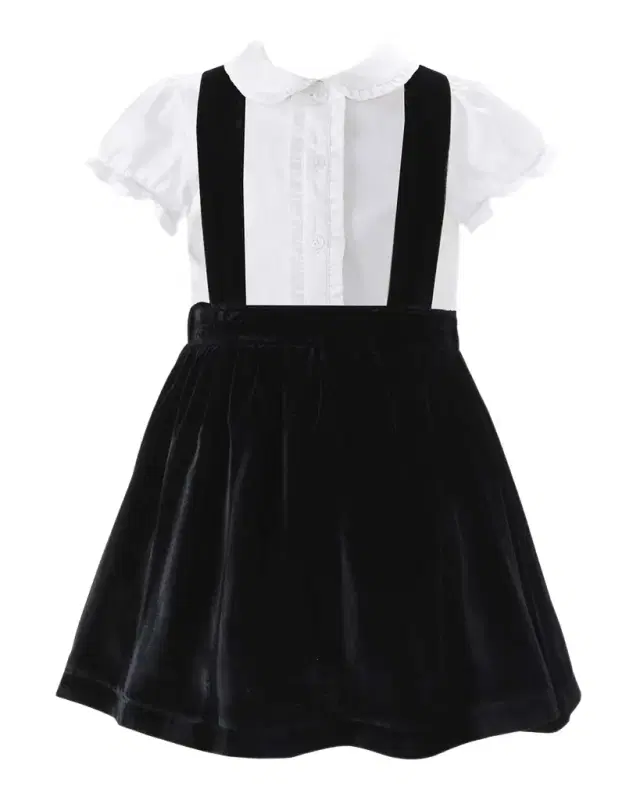 Rachel Riley Girl 's Eloise Silk Velvet Pinafore Set, Size 3-14