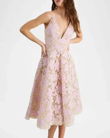 HELSI Amelia Plunging Floral Lace Midi Dress | Thumbnail 5 HELSI Amelia Plunging Floral Lace Midi Dress | Thumbnail 5