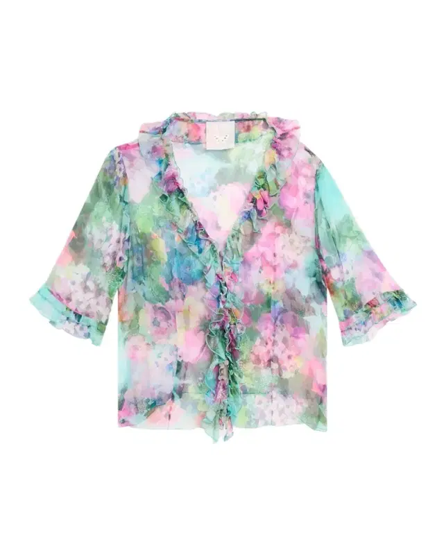 Lorelei Ruffled Floral Silk Blouse