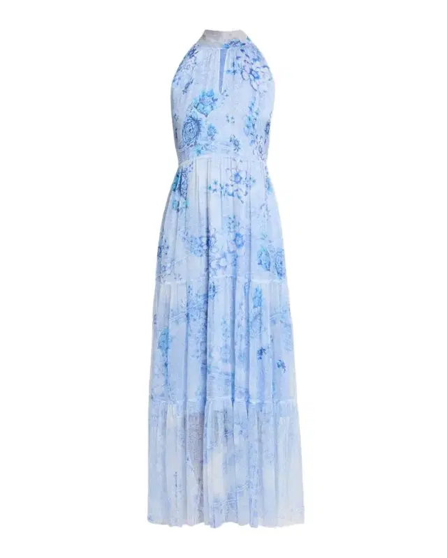 Riona Tiered Floral-Print Silk Maxi Dress