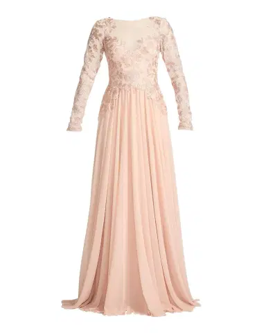 Tadashi Shoji Floral-Embroidered Tulle & Georgette Gown | Thumbnail 1