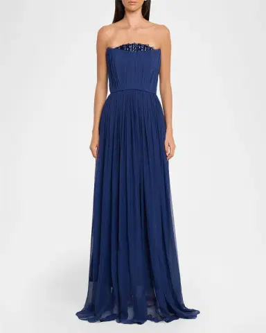 PAMELLA ROLAND Strapless Crystal Embellished Chiffon Gown | Thumbnail 2 PAMELLA ROLAND Strapless Crystal Embellished Chiffon Gown | Thumbnail 2