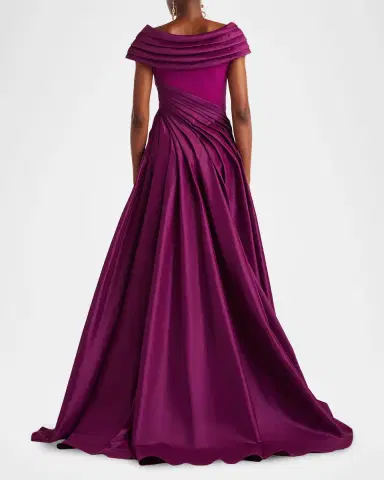 Tadashi Shoji Draped Off-Shoulder Crepe Ball Gown | Thumbnail 2 Tadashi Shoji Draped Off-Shoulder Crepe Ball Gown | Thumbnail 2