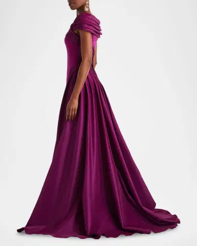 Tadashi Shoji Draped Off-Shoulder Crepe Ball Gown | Thumbnail 4 Tadashi Shoji Draped Off-Shoulder Crepe Ball Gown | Thumbnail 4