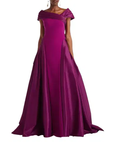Tadashi Shoji Draped Off-Shoulder Crepe Ball Gown | Thumbnail 1 Tadashi Shoji Draped Off-Shoulder Crepe Ball Gown | Thumbnail 1