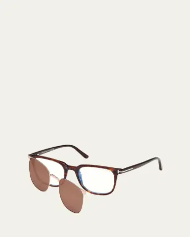 Tom Ford Blue Filtering Acetate Square Glasses With Clip-On Sun Lenses | Thumbnail 2 Tom Ford Blue Filtering Acetate Square Glasses With Clip-On Sun Lenses | Thumbnail 2
