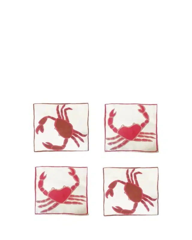 Amuse La Bouche Crab Linen Napkins, Set of 4