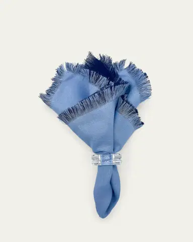 Tina Chen Designs Blue Double-Sided Fringe Napkin | Thumbnail 2