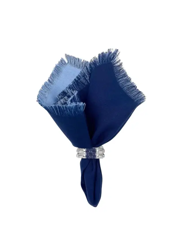 Tina Chen Designs Blue Double-Sided Fringe Napkin