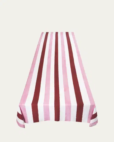 SUMMERILL & BISHOP Raspberry/Rose Pink Stripe Linen Tablecloth, 65" x 98" | Thumbnail 2 SUMMERILL & BISHOP Raspberry/Rose Pink Stripe Linen Tablecloth, 65" x 98" | Thumbnail 2