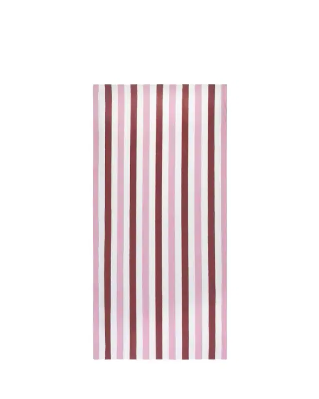 SUMMERILL & BISHOP Raspberry/Rose Pink Stripe Linen Tablecloth, 65" x 98"