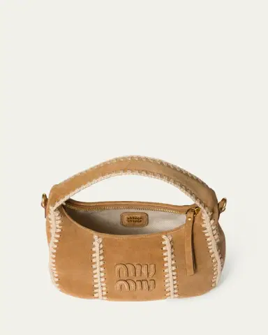 Miu Miu Wander Crochet Suede Shoulder Bag | Thumbnail 3