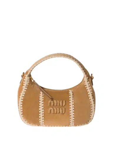 Miu Miu Wander Crochet Suede Shoulder Bag | Thumbnail 1