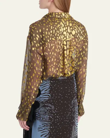 Ferragamo Leopard Devore Button-Down Shirt | Thumbnail 3