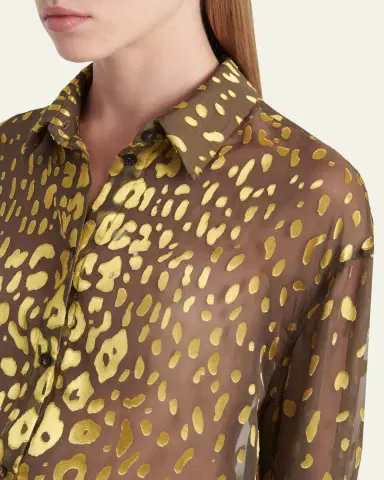 Ferragamo Leopard Devore Button-Down Shirt | Thumbnail 5